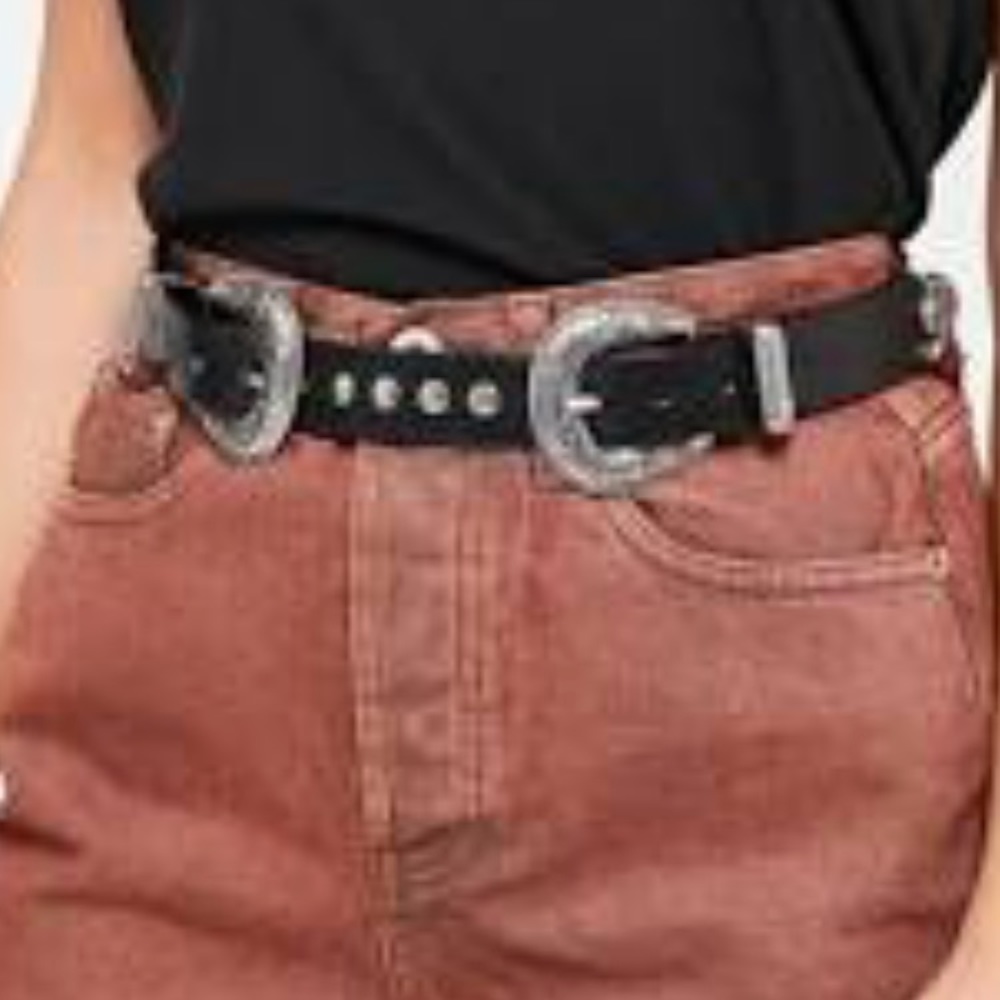 Double buckle  belt leather